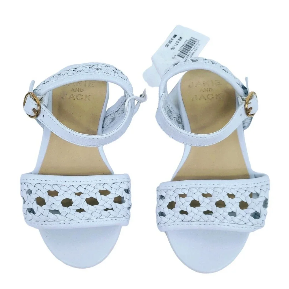 JACK AND JANIE GIRLS‎ WHITE BASKETWEAVE SANDALS SIZE 7